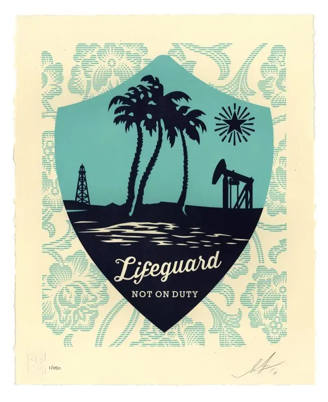 Shepard Fairey "Lifeguard Not On Duty" Obey Letterpress Artist Proof Ap 1