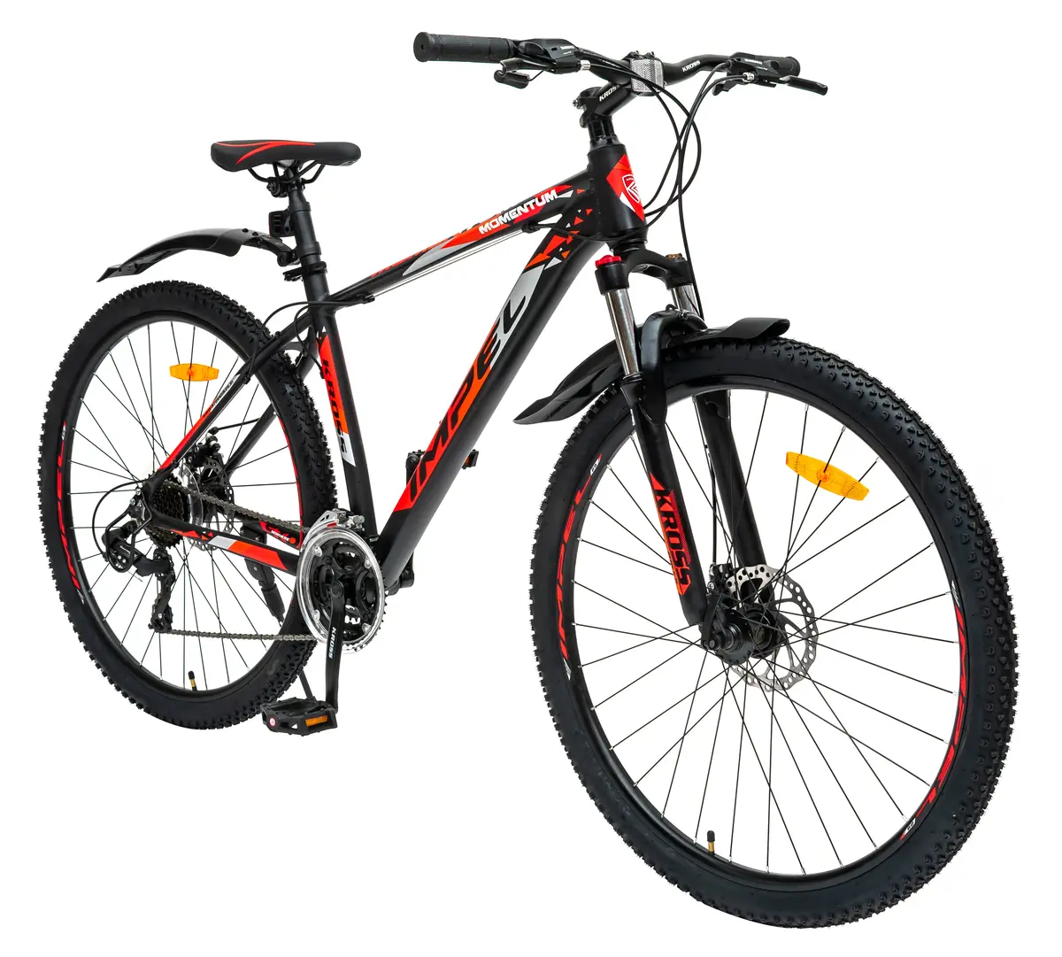 Kross Momentum 27.5T 24-Speed Dual Disc Brake Alloy Mtb Bicycle (Orange-Yellow, Shimano Gears, Suspension With Lockout) 1