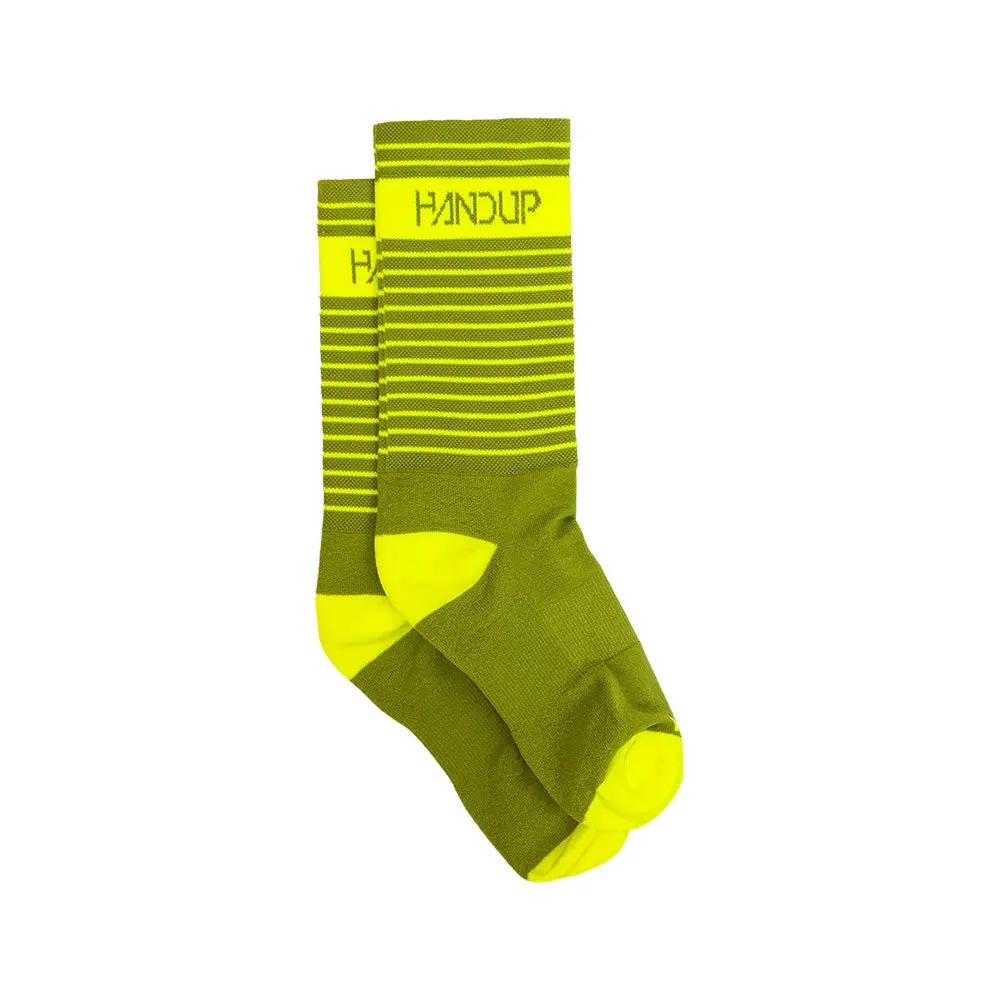 Hand Up Tech Sock Pro Lines Hi Viz Yellow Olive 1