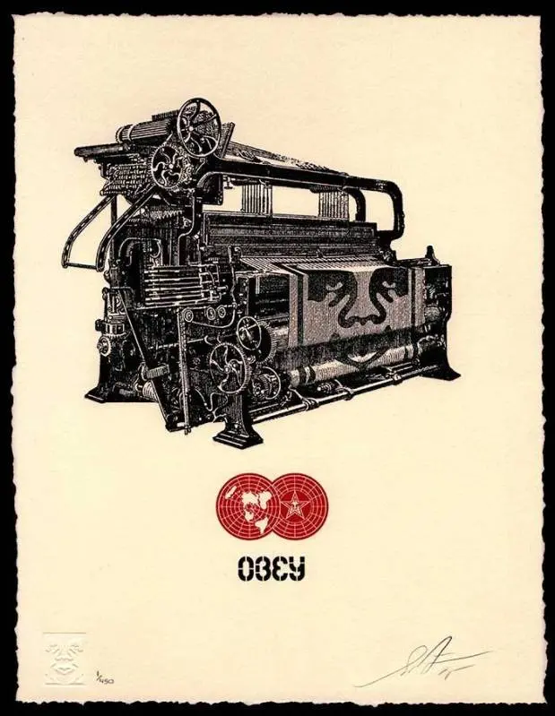 Shepard Fairey "Printing Press" Obey Letterpress Ap 1