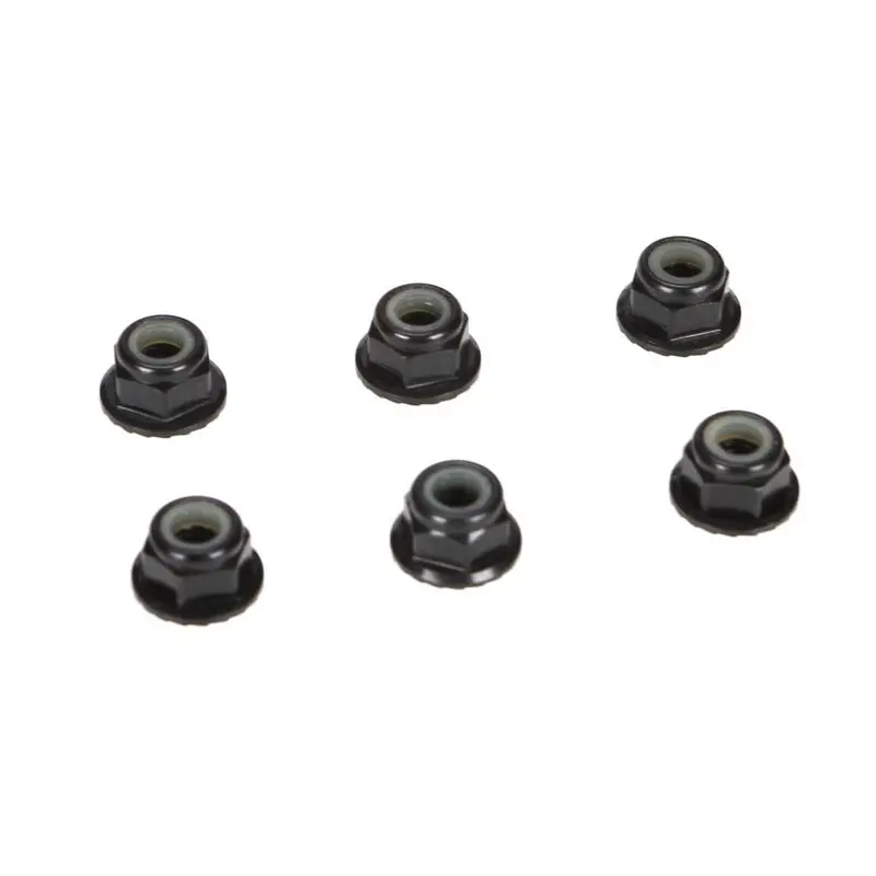 Tlr336000  4Mm Aluminum Serrated Lock Nuts, Black (6) 1