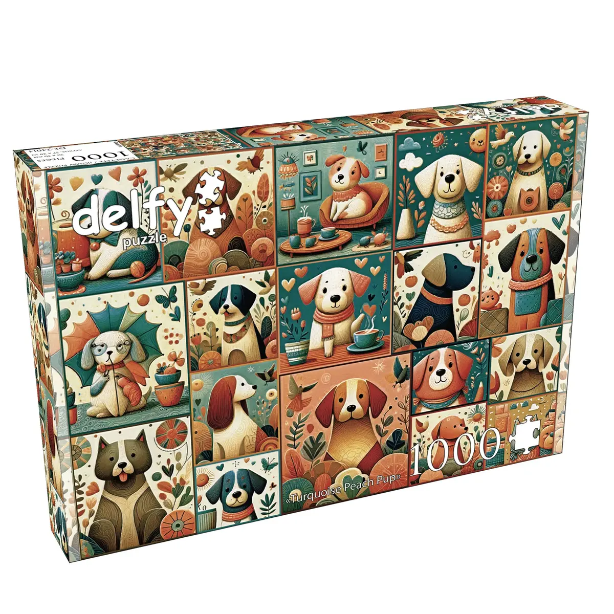 Turquoise Peach Pup 1000-Piece Puzzle 1