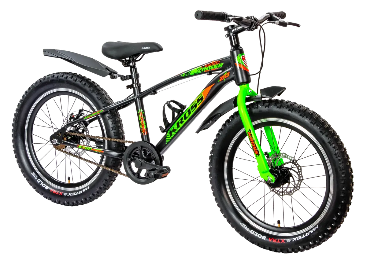 Kross Zinger 20T Steel Single Speed Kids Bicycle With Front & Rear Disc Brakes (20X3.0T, Alloy Rims, 11.6” Frame-Black) 1
