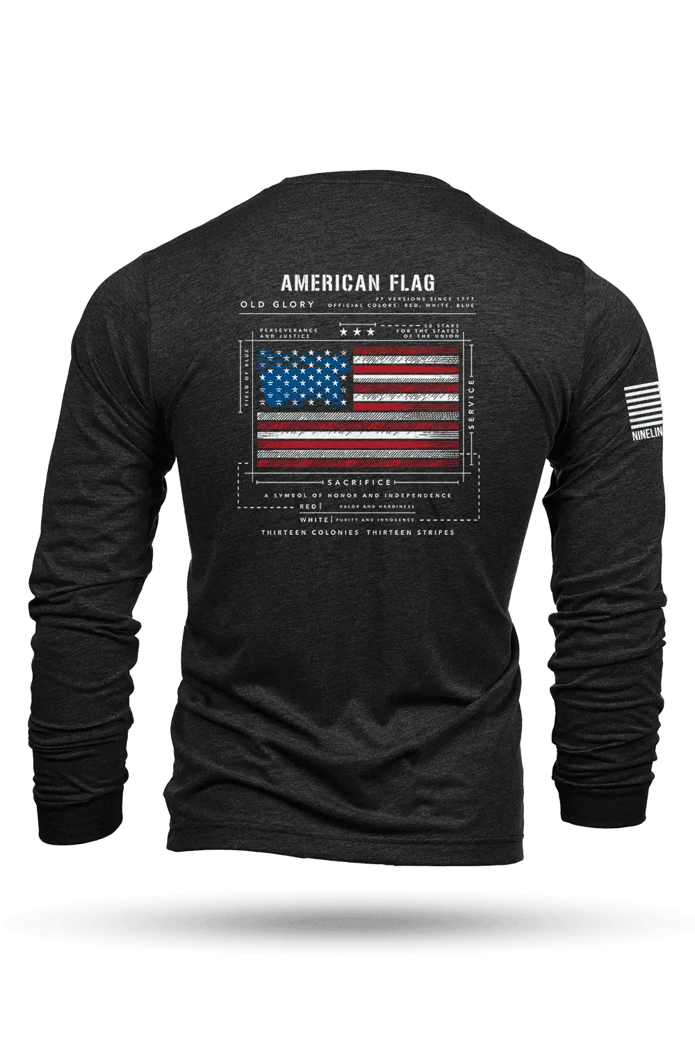 American Flag Schematic - Long Sleeve T-Shirt 1