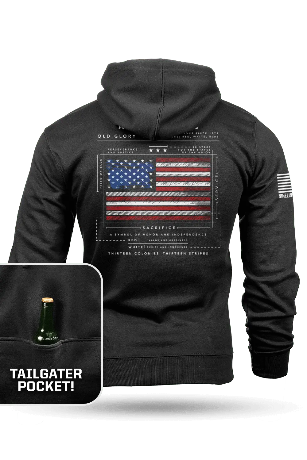 Patriotic American Flag Graphic Hoodie for Tailgating