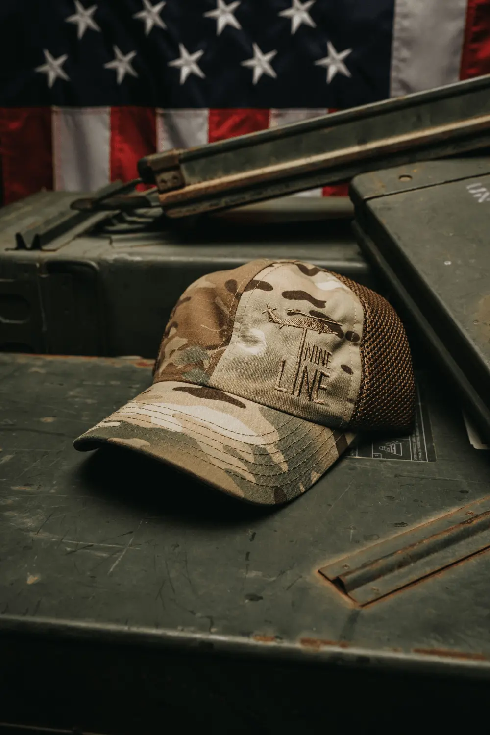 American Made Mesh Back Multicam Hat With Dropline 1