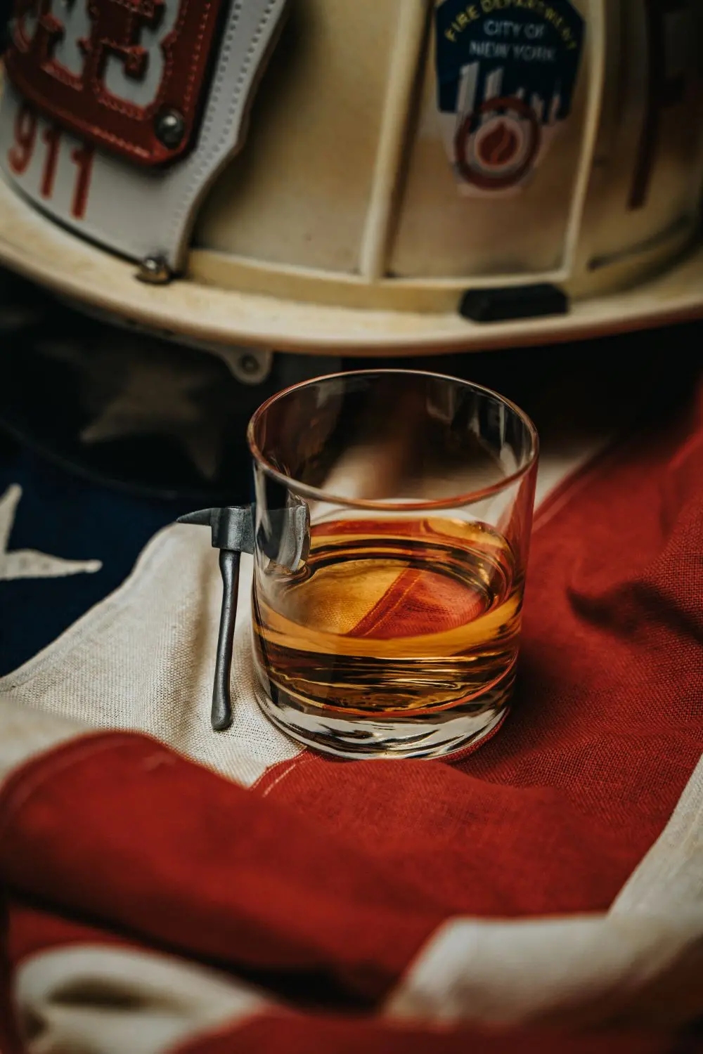 Embedded Fire Axe - American Made Whiskey Glass 1