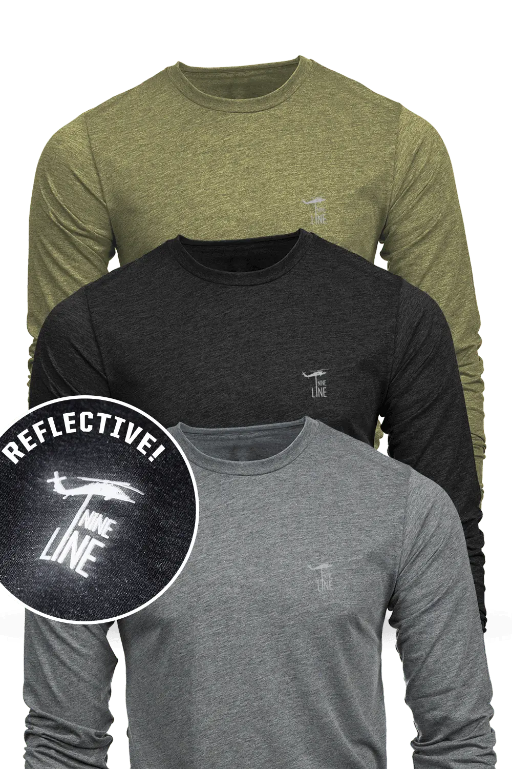 Reflective Dropline Logo - Long Sleeve T-Shirt 3-Pack 1