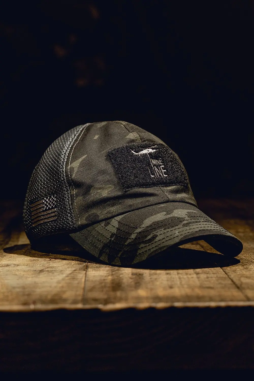 Dark American Made Mesh Back Hat With Dropline 1