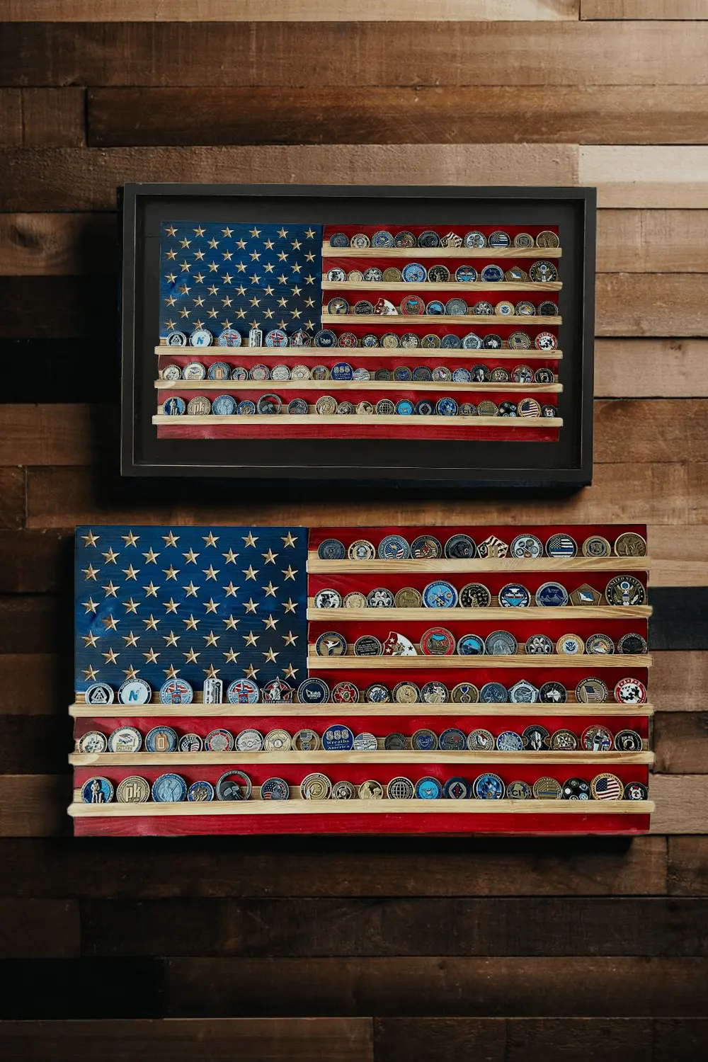 Flags Of Valor - Challenge Coin Holder Flag Wood Wall Sign 1
