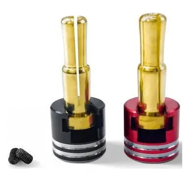 Hdtc01602 Hobby Details Bullet Plug Grips With 4-5Mm Bullets (Black/Red) 1