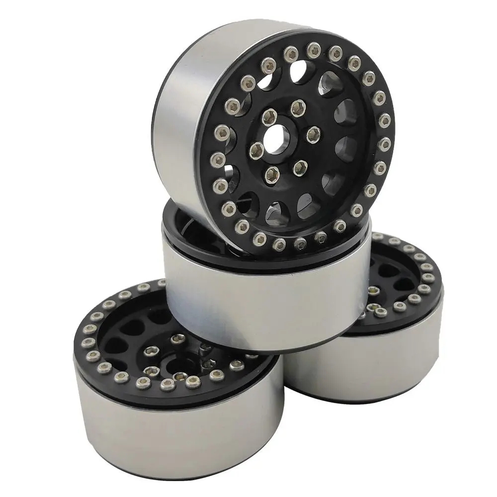 Hdtcw01908b Hobby Details 1.9" Aluminum Wheels - M105 Black(4)(Black Ring) 1