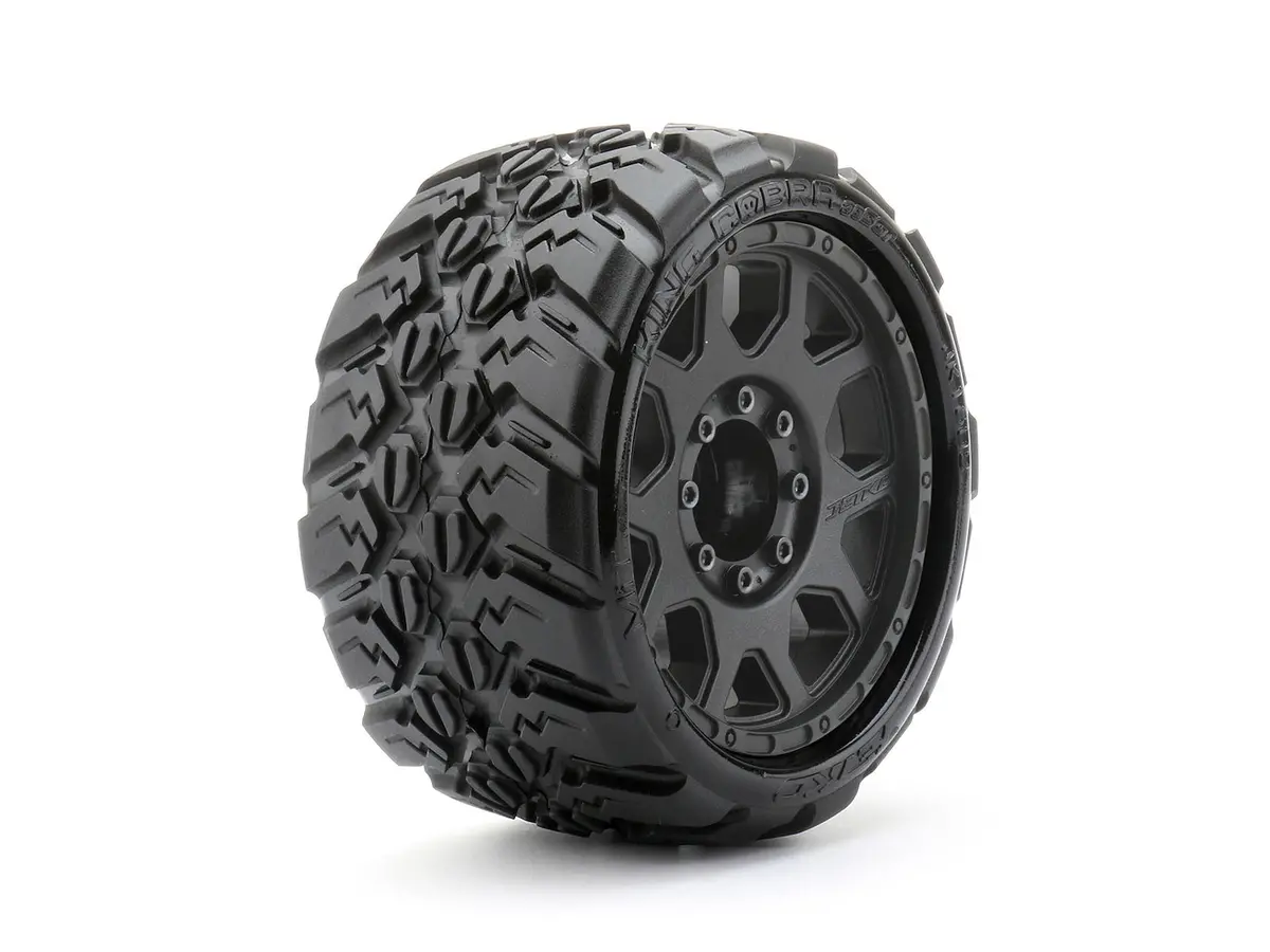 Jko1602cbmsgbb3  1/8 Sgt 3.8 King Cobra Tires Mounted On Black Claw Rims, Medium Soft, Belted, 12Mm (2) 1