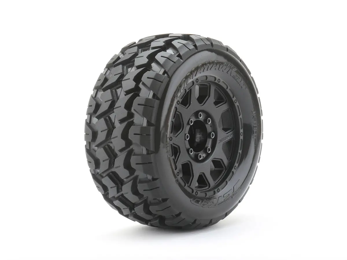 Jko1801cbmsgbb1  1/8 Mt 3.8 Tomahawk Tires Mounted On Black Claw Rims, Medium Soft, Belted, 17Mm 0" Offset (2) 1