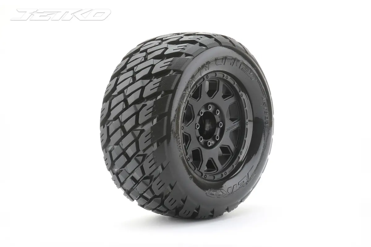 Jko1803cbmsgbb2  1/8 Mt 3.8 Rockform Tires Mounted On Black Claw Rims, Medium Soft, Belted, 17Mm 1/2" Offset (2) 1