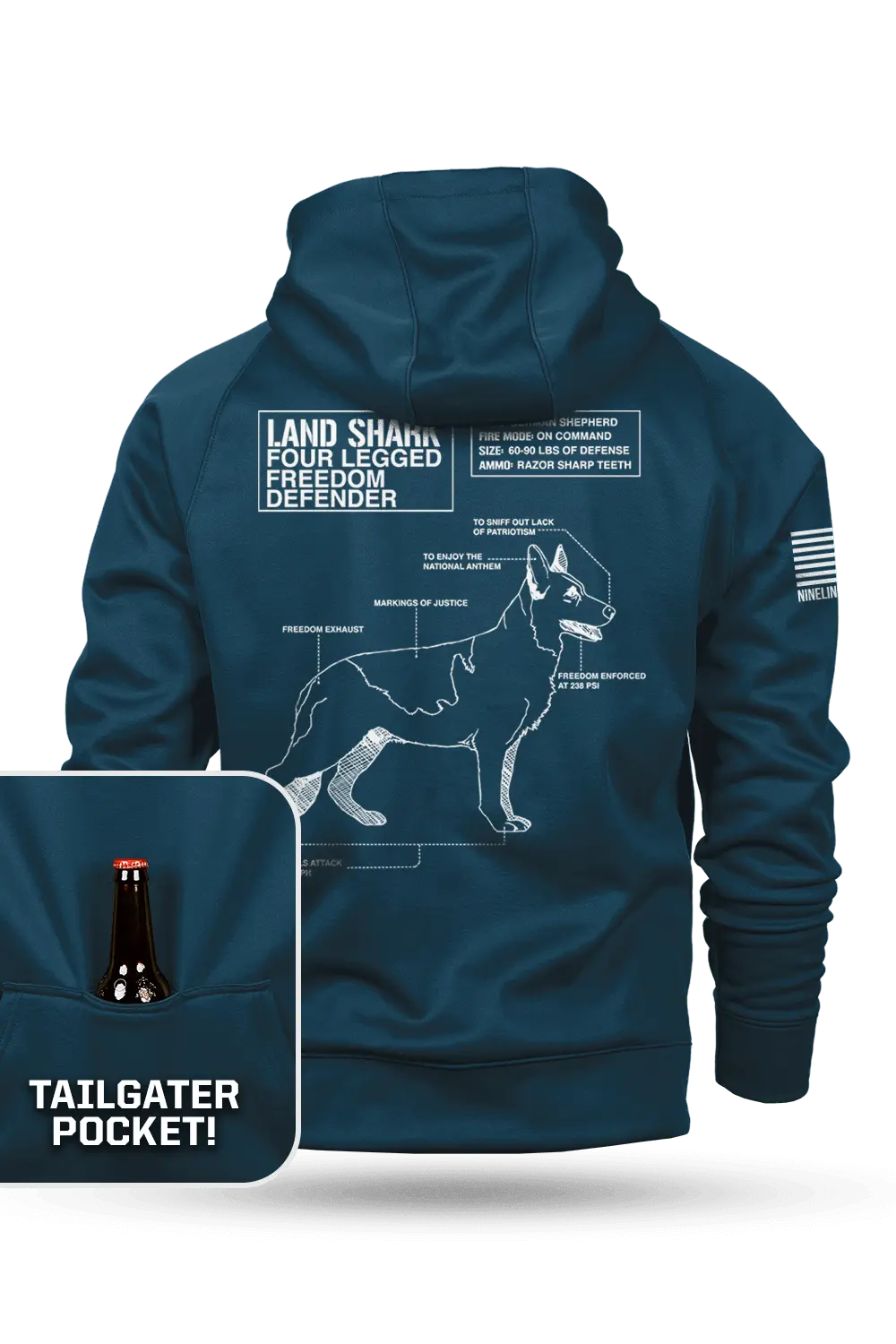 Land Shark - Raglan Tailgater Hoodie 1