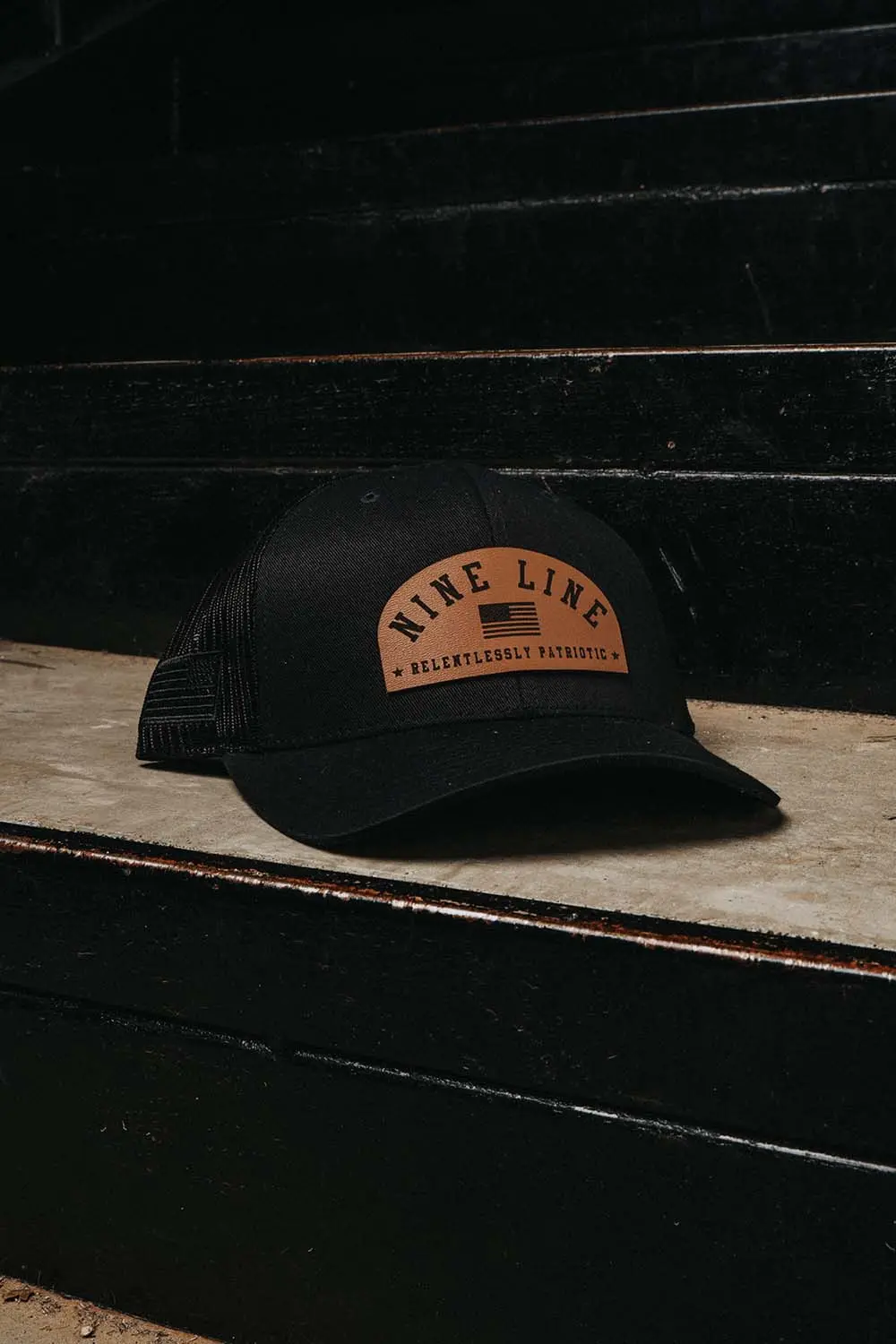 Leather Nine Line Patch Snapback Hat Collection 1