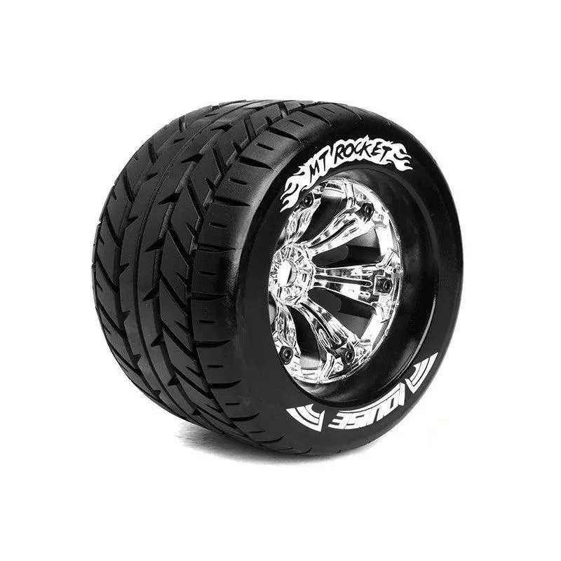 L-T3217ch Louise 3.8" Mt-Rocket Tires Chrome Rims 1/2 Offset (2) 1