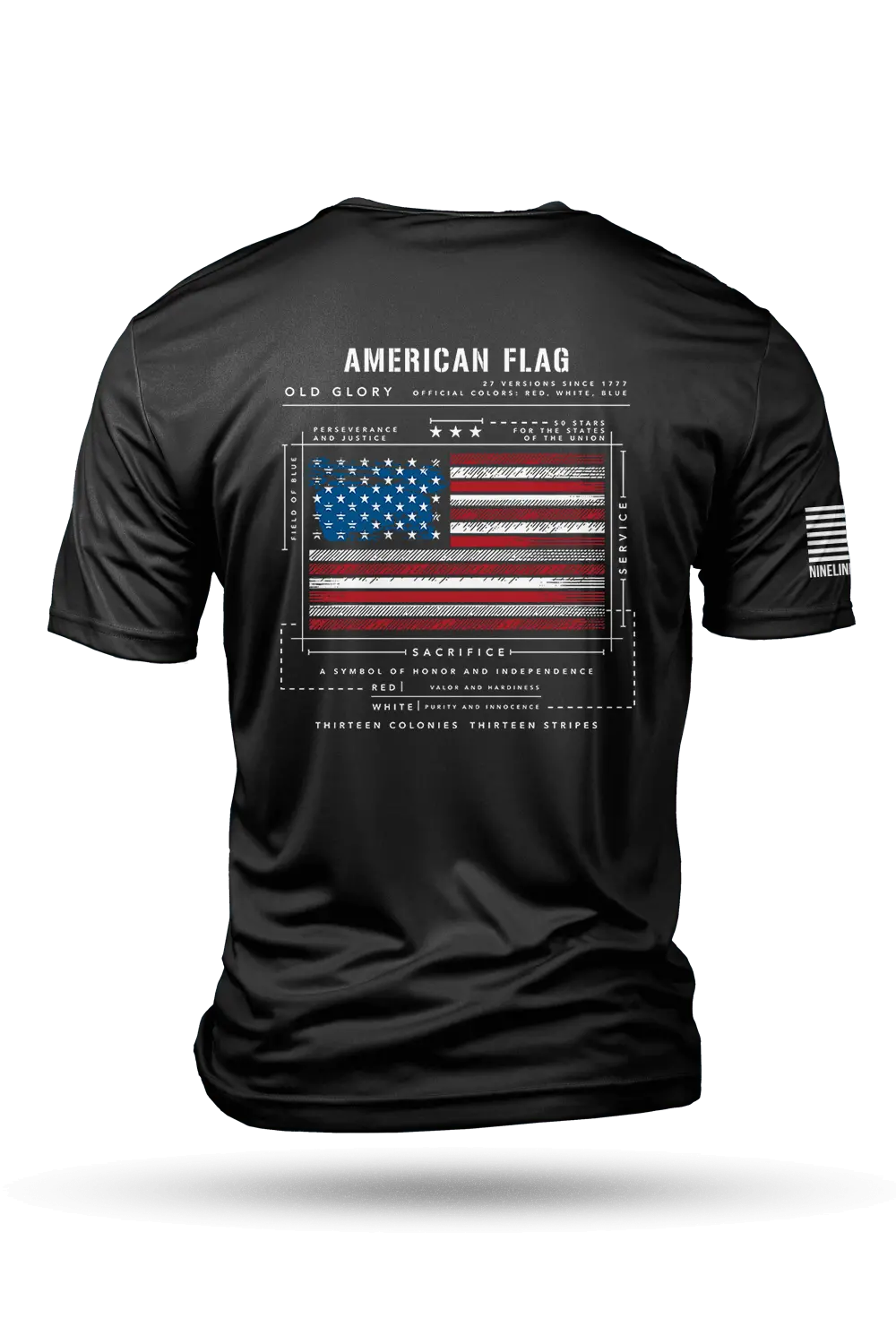 Moisture Wicking T-Shirt - American Flag Schematic 2