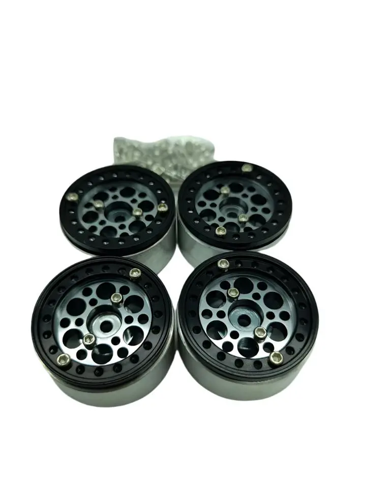 Wagwh10slb4 Set Of 4 1″ Beadlock Wheels For 1/24 Rcs Silver/Black 1