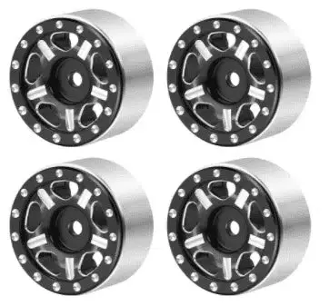 Wagwh10bks4 Set Of (4) 1/24 1″ Beadlock Wheels Black And Silver 1