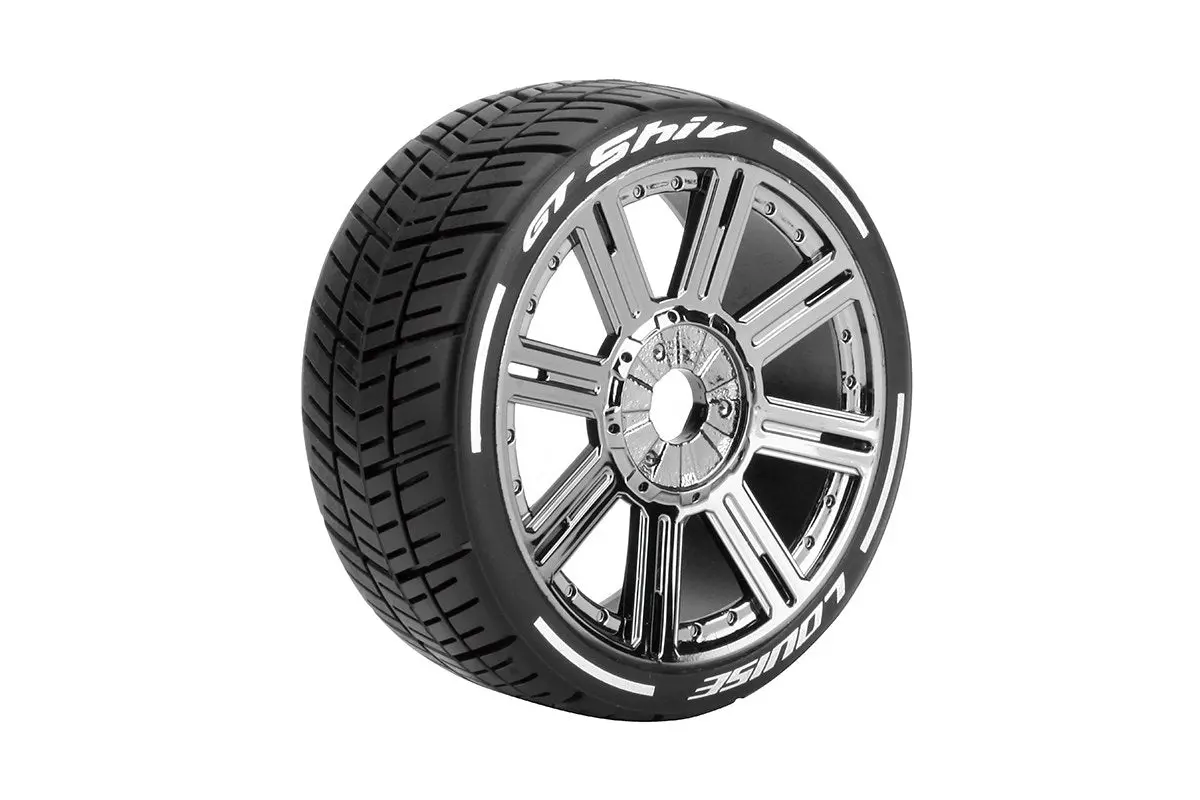 L-T3284vbc Louise Tires & Wheels 1/8 Gt-Shiv Super Soft Spoke/Black Chrome Hex 17Mm Belted (Mft) (2) 1