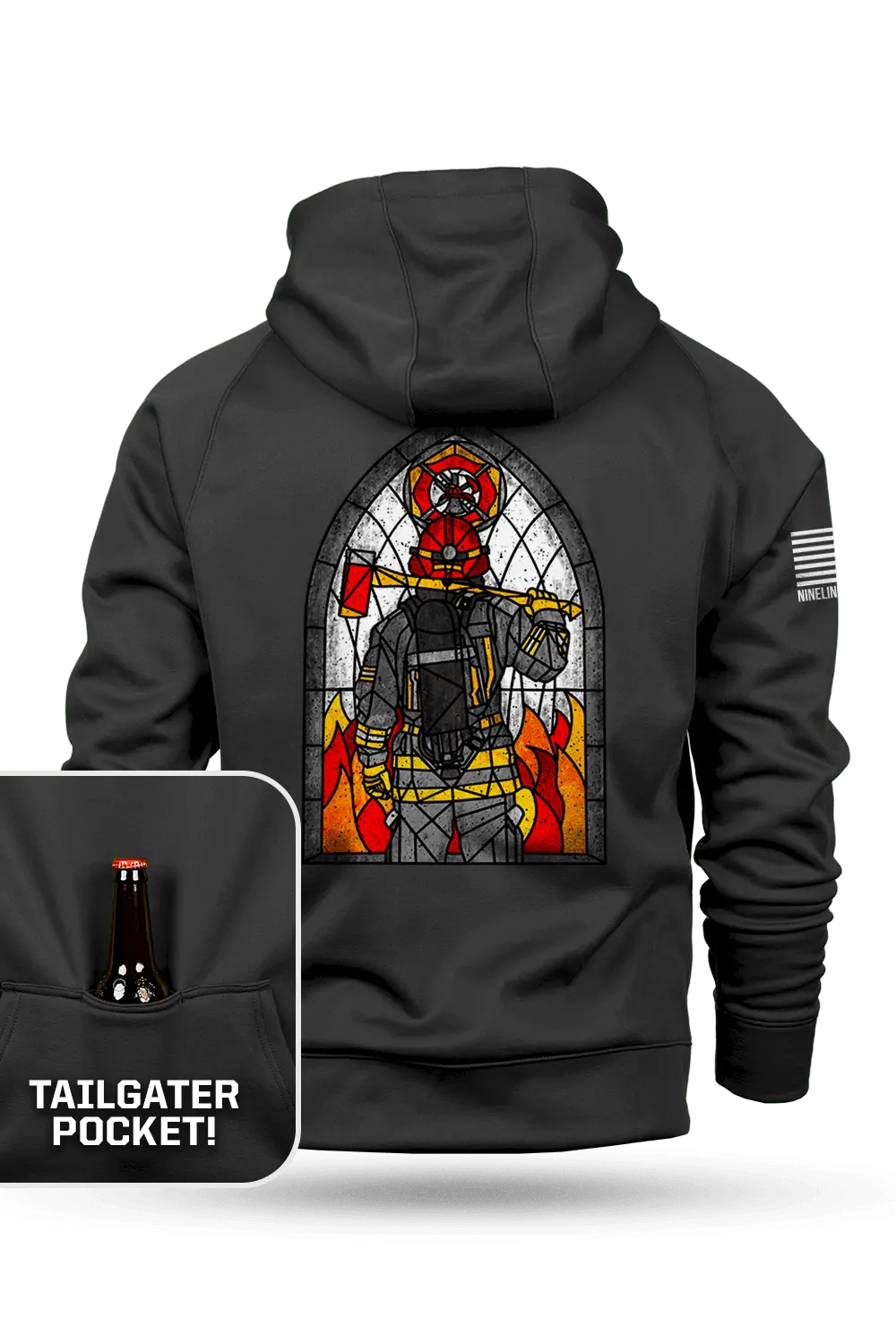 Stained Glass Firefighter - Raglan Tailgater Hoodie 1