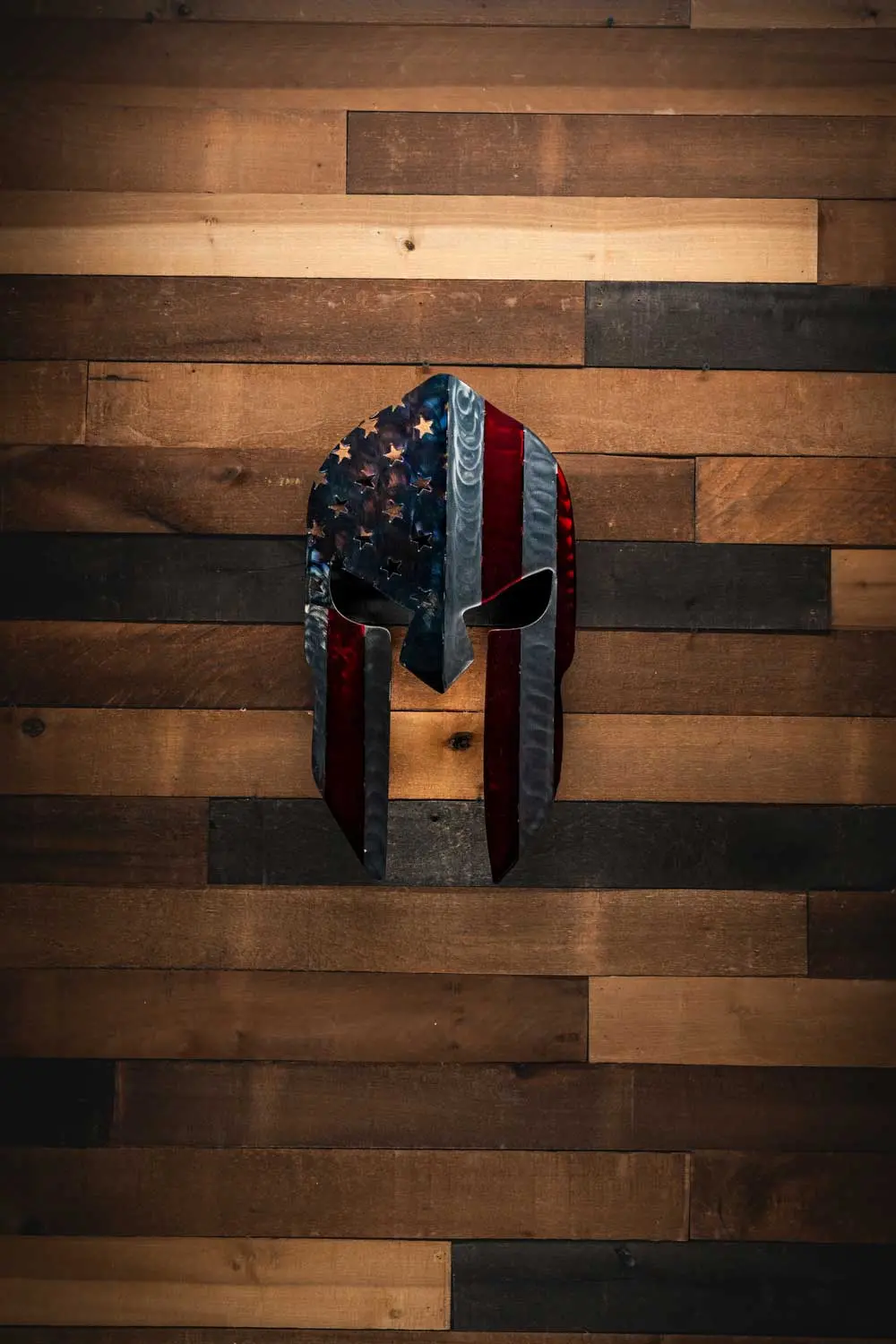 Stars And Stripes Spartan Helmet - Molten Metal Wall Art 1