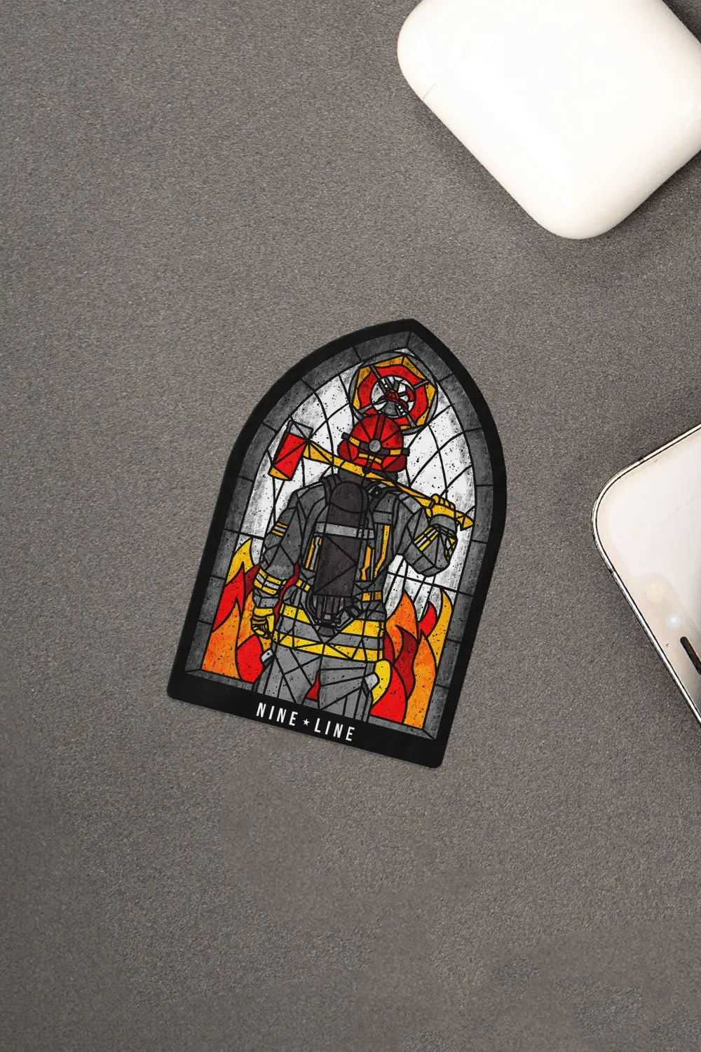 Stained Glass Firefighter - Sticker 1