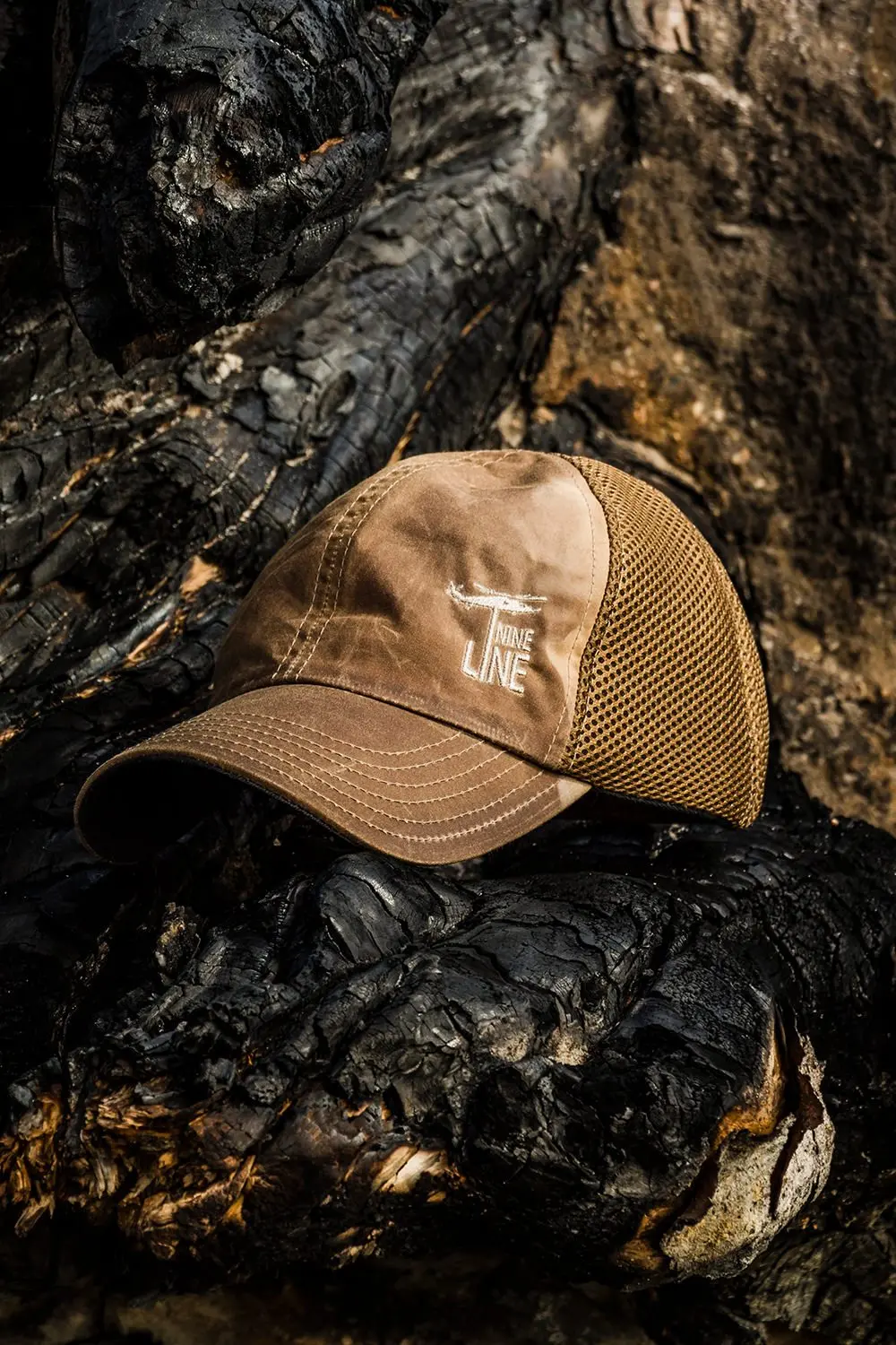 Tan American Made Mesh Back Hat With Dropline 1