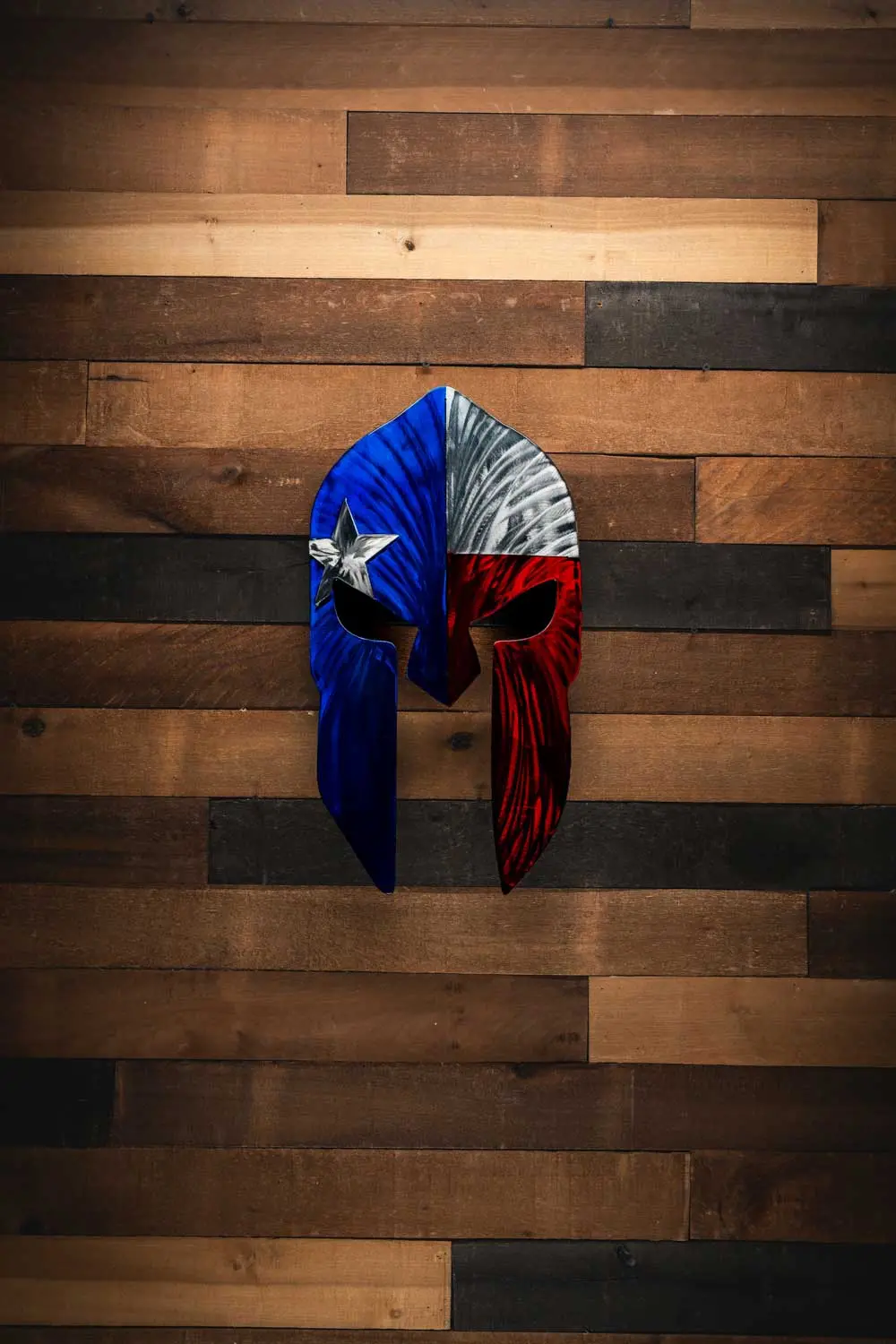 Texas Flag Spartan Helmet - Molten Metal Wall Art 1