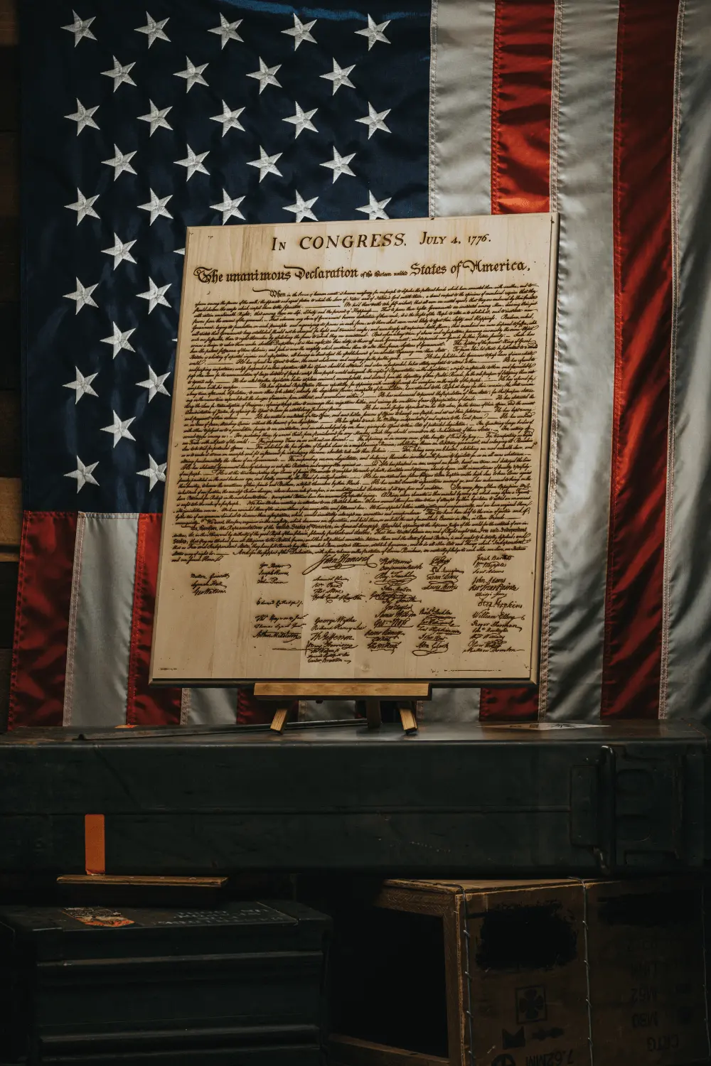 The Declaration Of Independence Wood Art - 16" X 20" 1