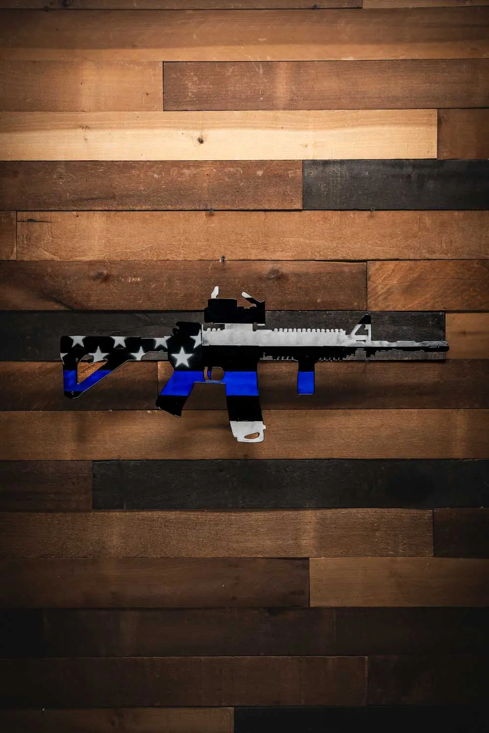 Thin Blue Line Ar - Molten Metal Wall Art 1
