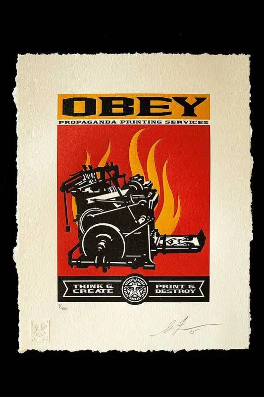 Shepard Fairey "Think & Create - Print & Destroy" Obey Letterpress Ap 1
