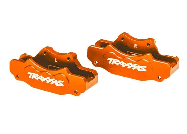 10951-Orng Traxxas Brake Calipers, Front (Orange 6061-T6 Aluminum) 1
