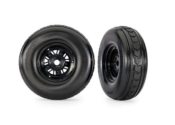 10972 Traxxas Tires & Wheels Funco, Black Wheels, Dual Profile (Front) 1