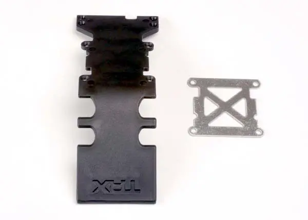 4938 Traxxas Skidplate, Rear Plastic (Black)/ Stainless Steel Plate 1