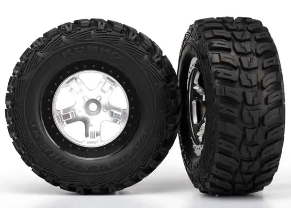 5880X Tires & Wheels, Assembled, Glued (Sct Satin Chrome, Beadlock Style Wheels, Kumho Tires, Foam Inserts) (2) (4Wd Front/Rear, 2Wd Rear Only) 1