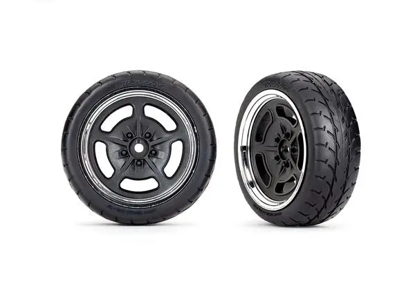 9372 Traxxas Tires And Wheels, Assembled (Blk W/ Chrme Whls) (Frt) 9372 1