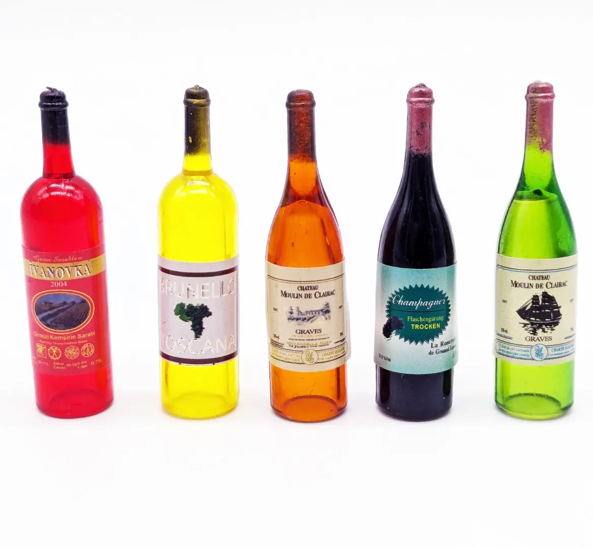 Wagdec10wb5 Set Of 5 Scale 1/10 Wine Bottles 1