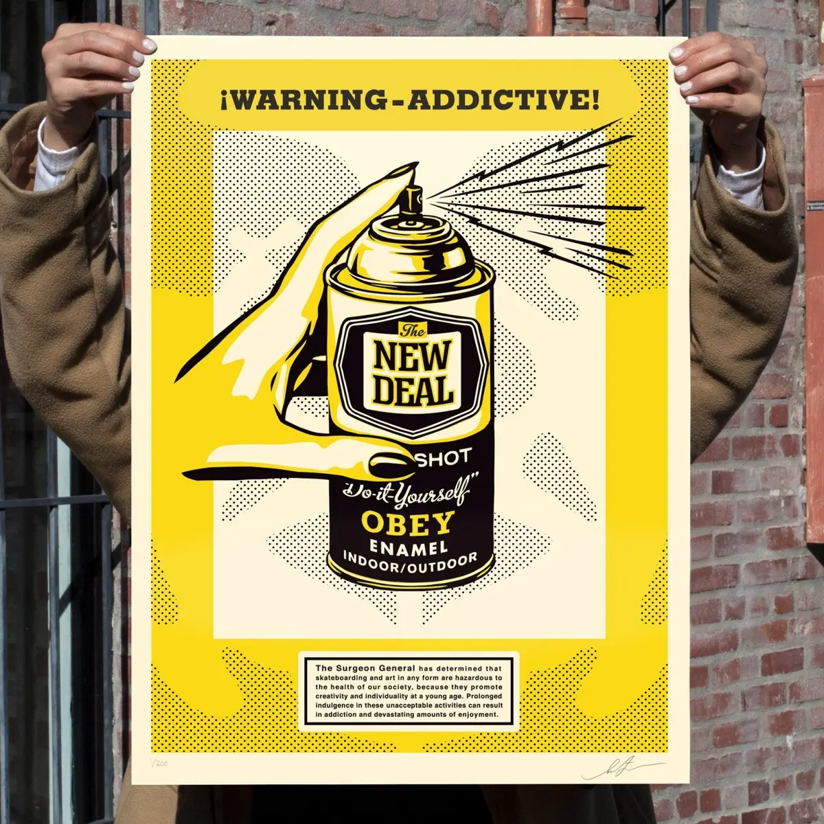 Shepard Fairey "Warning-Addictive" Obey New Deal Print 1