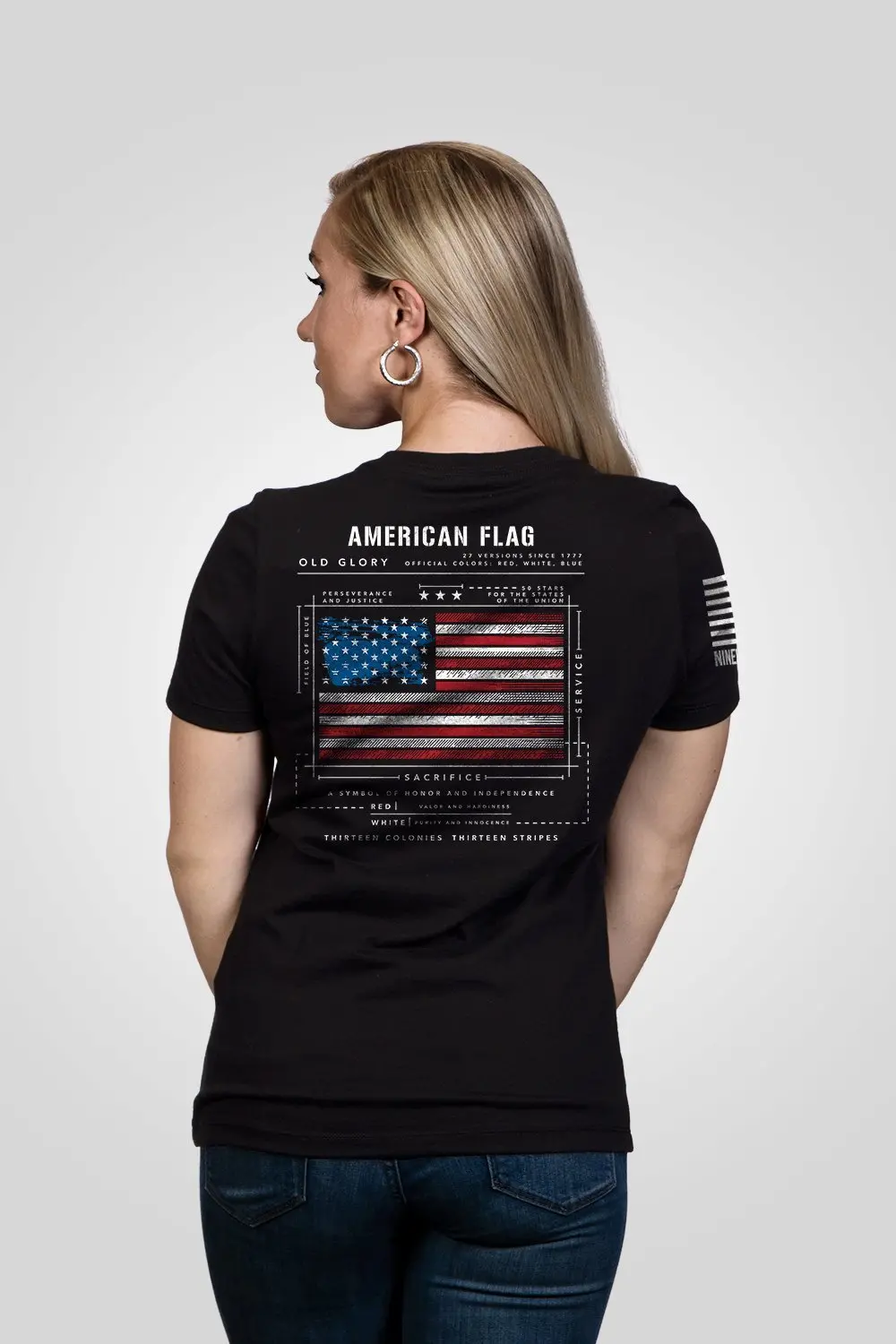 American Flag Schematic - Women's Relaxed Fit V-Neck Shirt 1