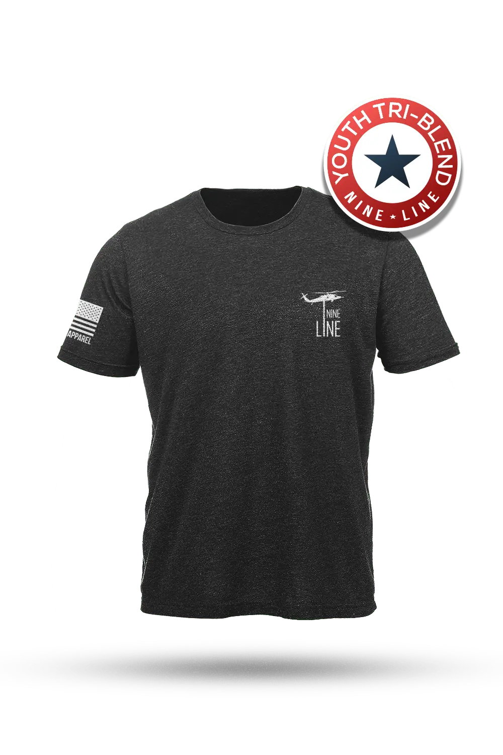 Dropline Youth Tri-Blend T-Shirt with Tomcat Schematic Graphic